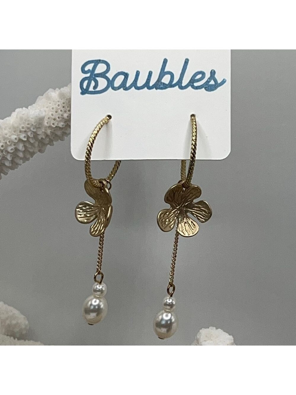 Baubles Gold Floral Dangle Earrings